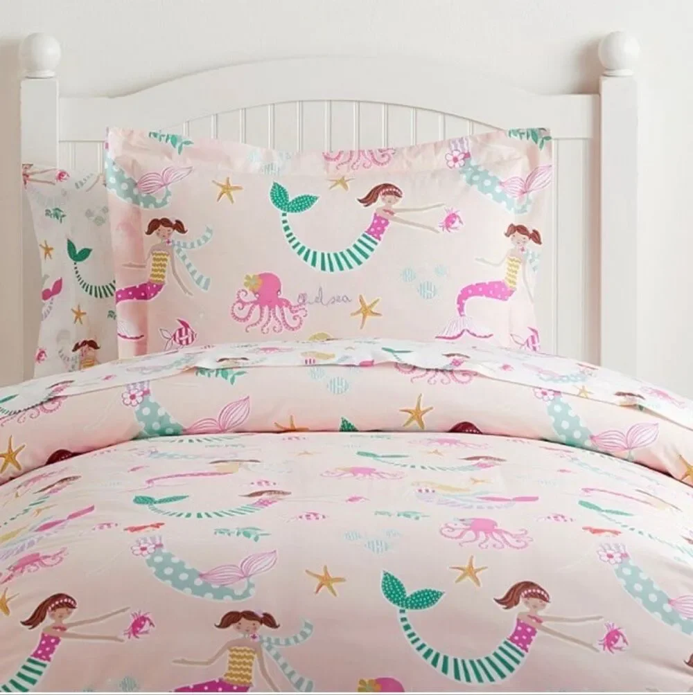 Pottery Barn Kids Organic Mermaid Duvet Cover Twin Size